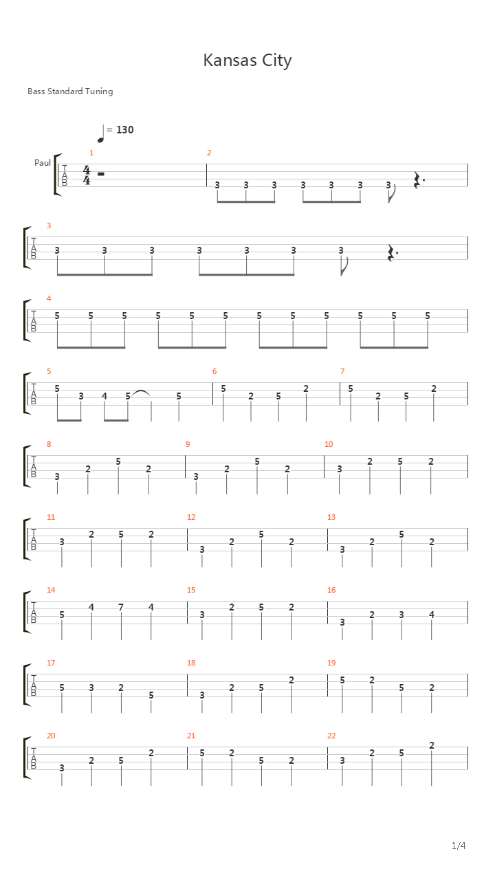 Kansas City吉他谱