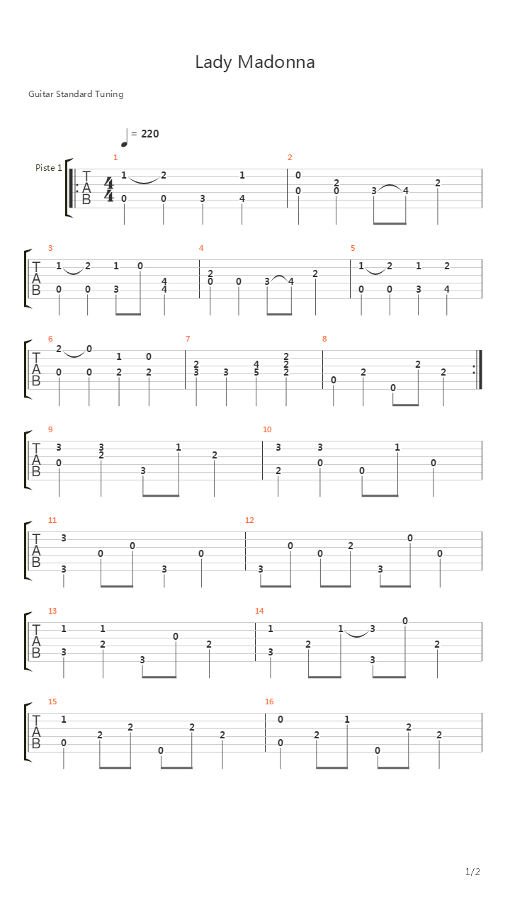 Lady Madonna吉他谱