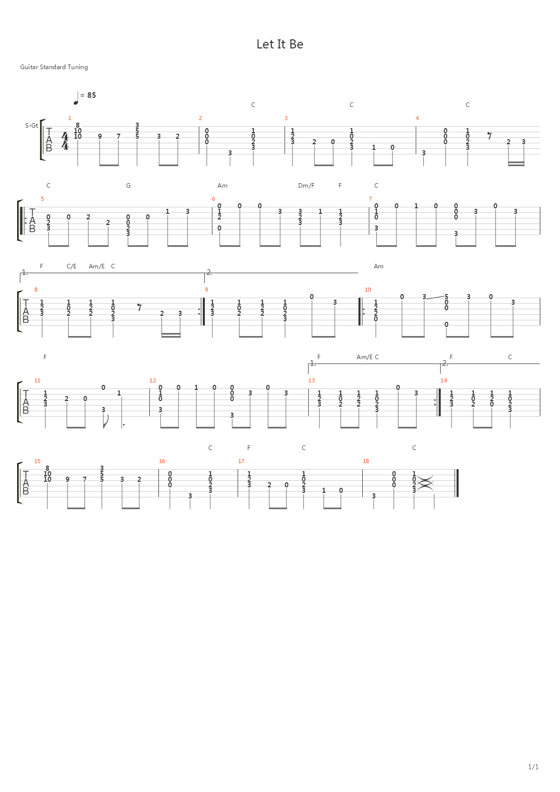 Let It Be (Acoustic)吉他谱