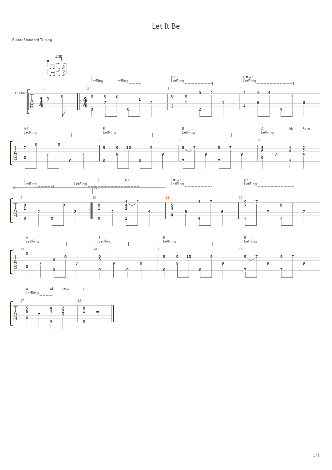 Let It Be吉他谱