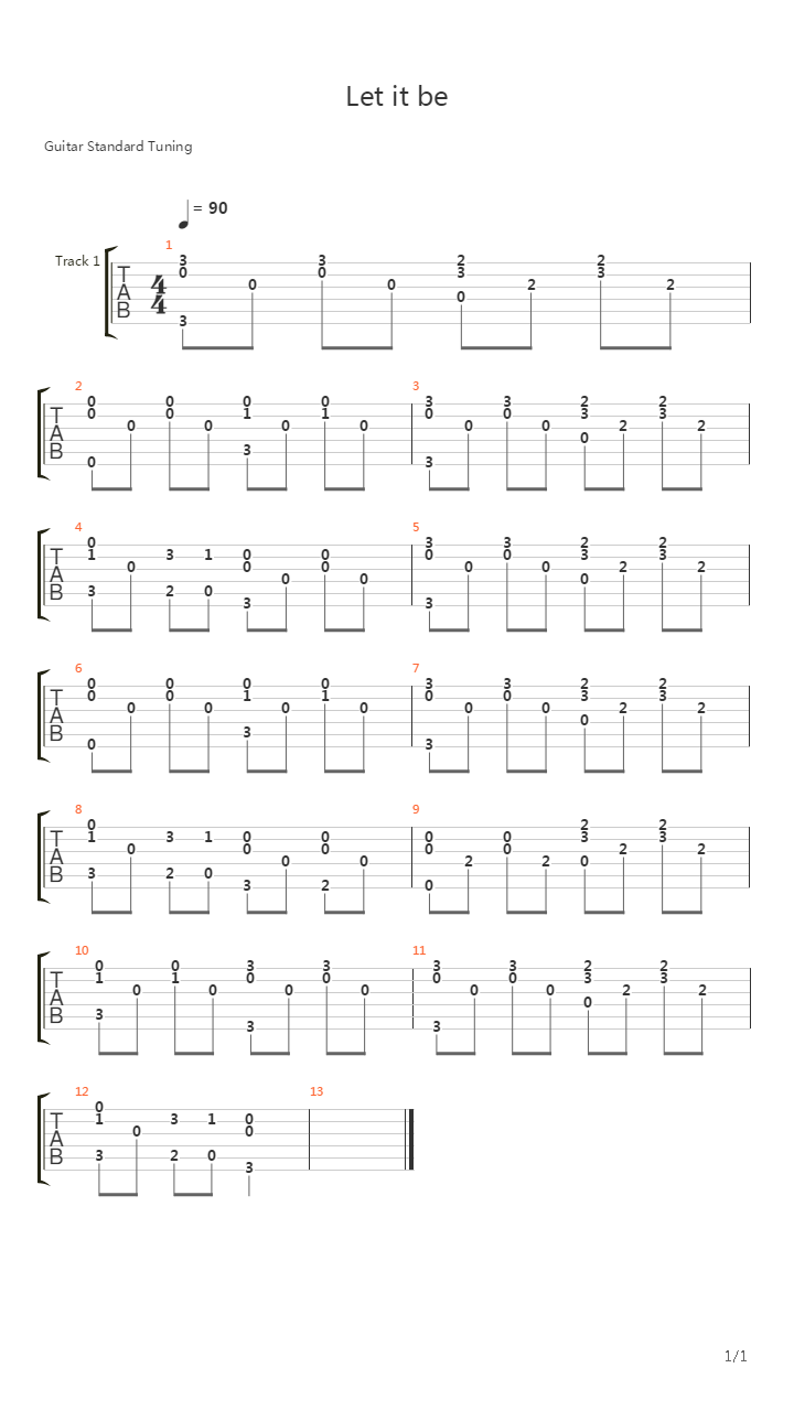 Let it be吉他谱
