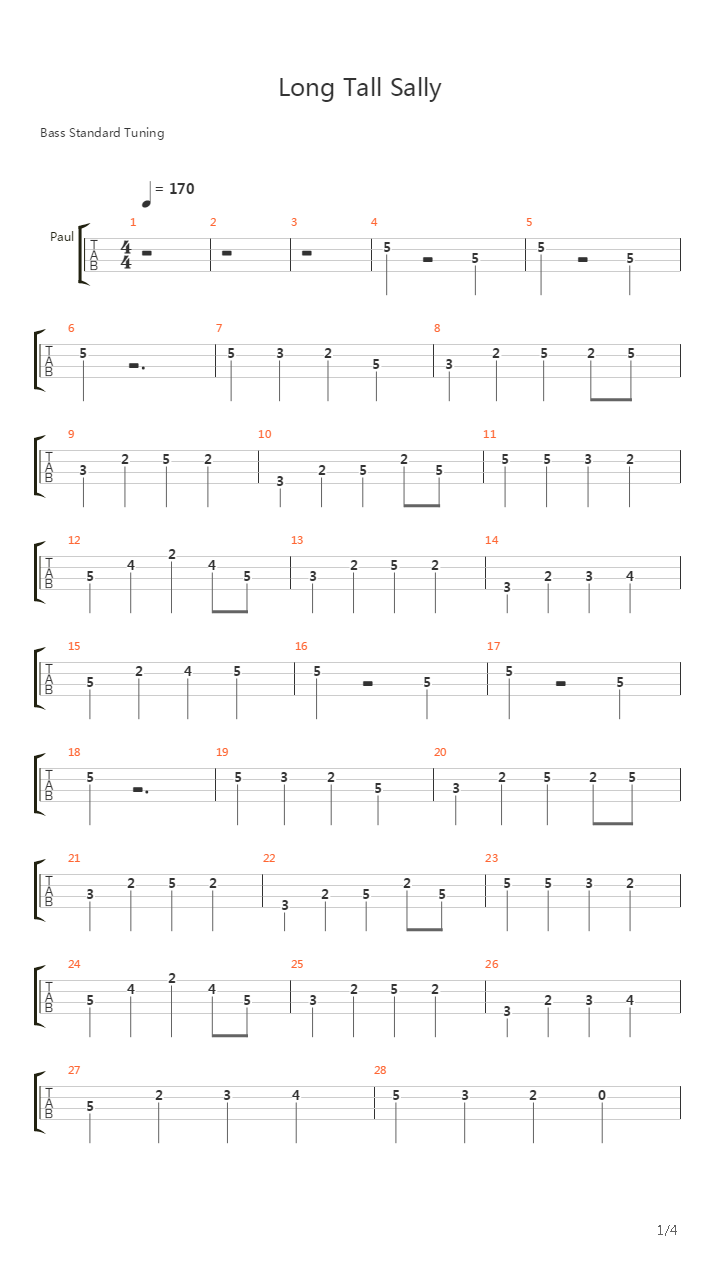 Long Tall Sally吉他谱
