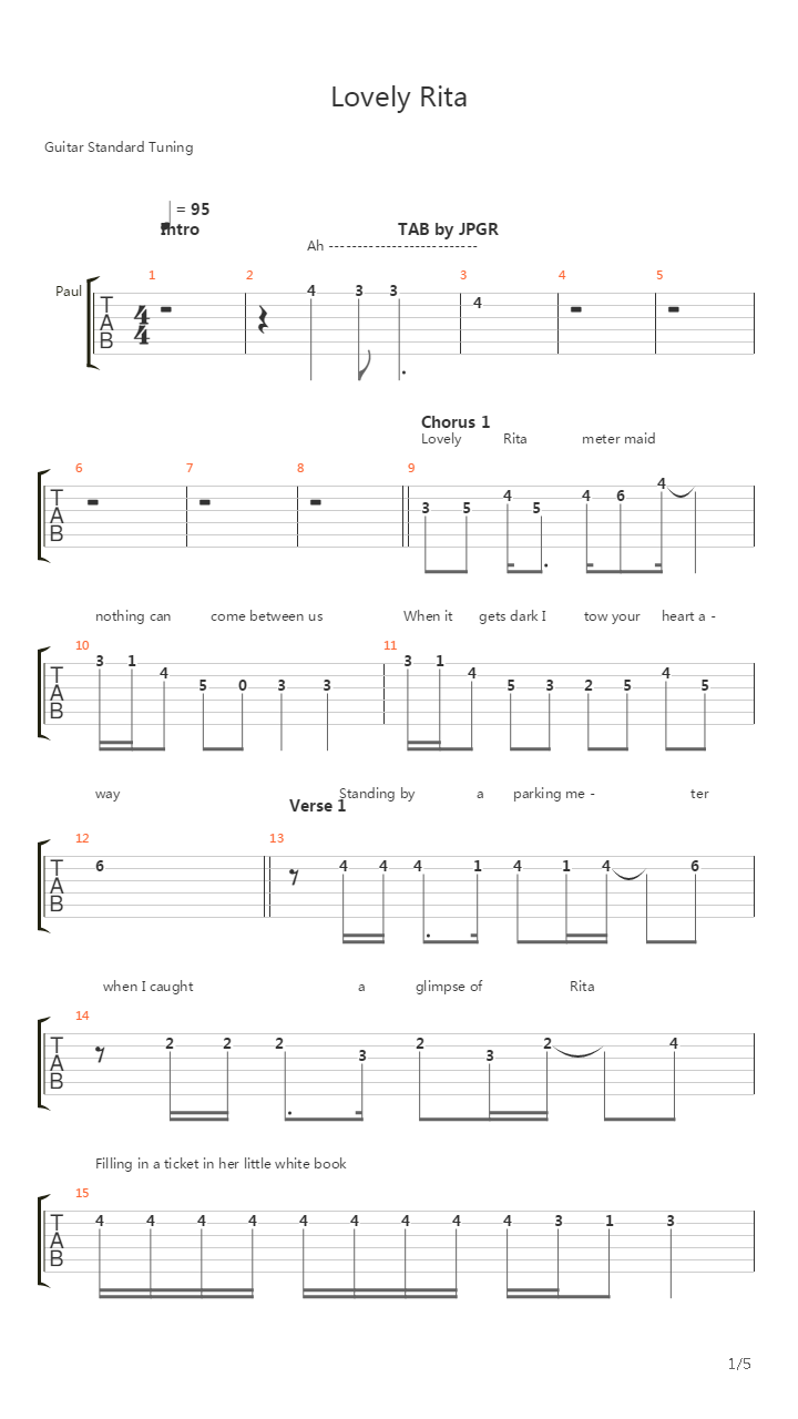 Lovely Rita吉他谱