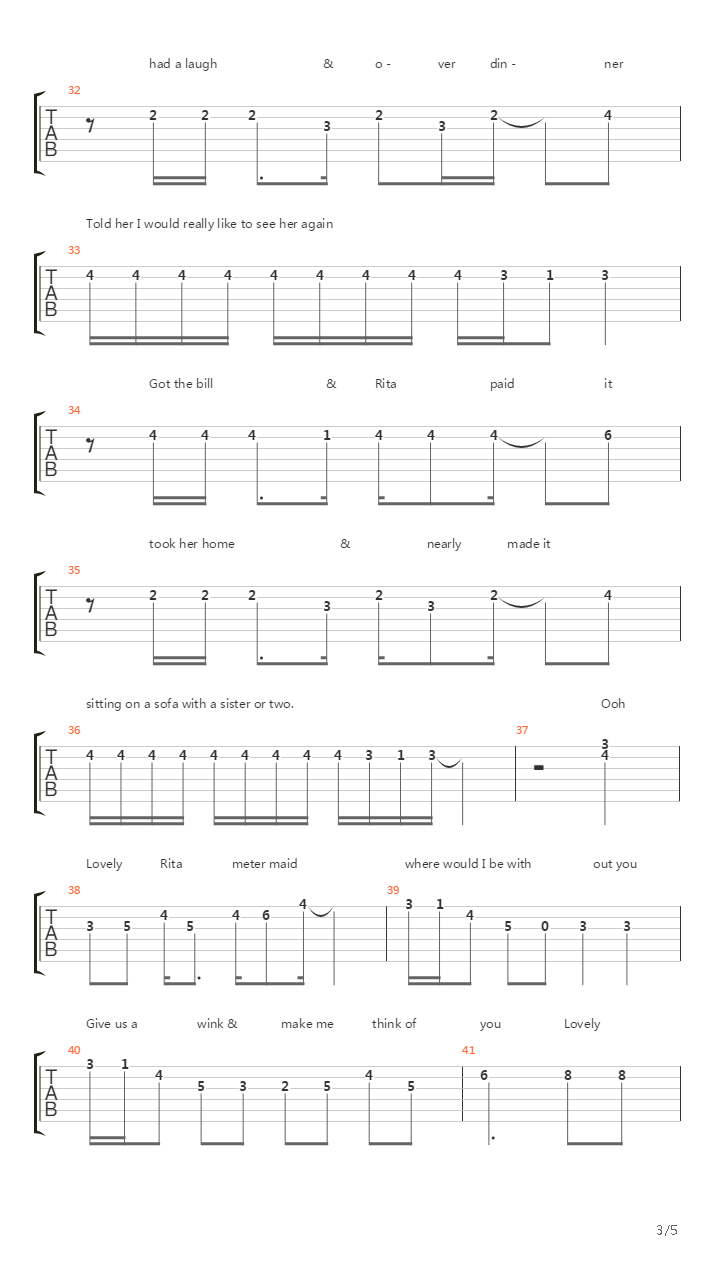 Lovely Rita吉他谱