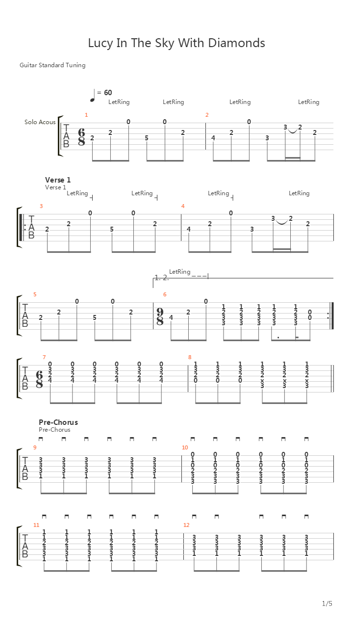 Lucy In The Sky With Diamonds吉他谱