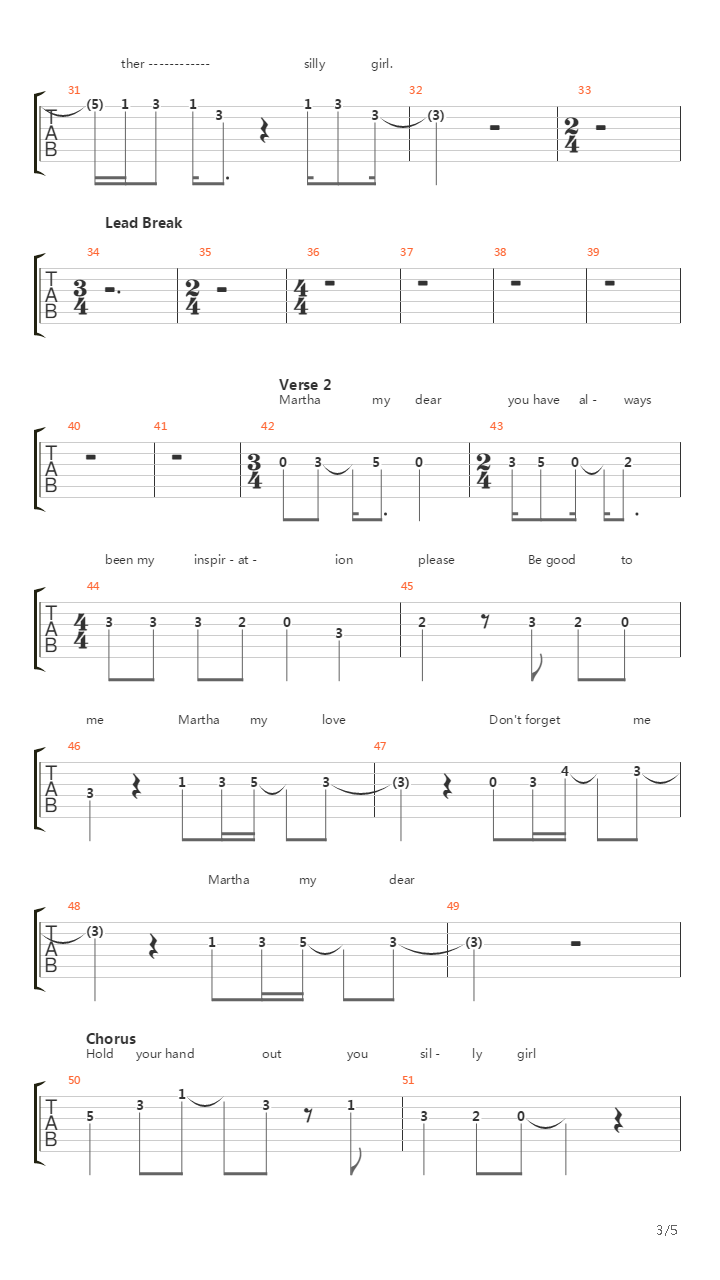 Martha My Dear吉他谱