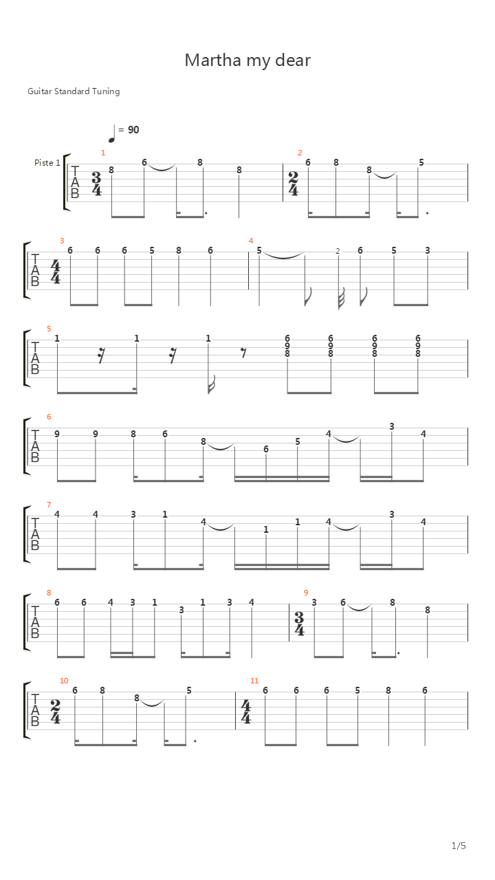 Martha My Dear吉他谱