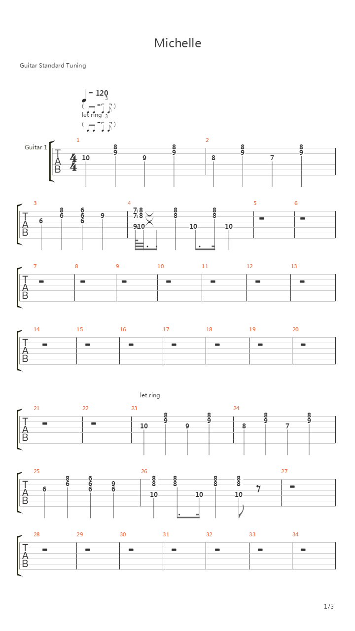 Michelle吉他谱