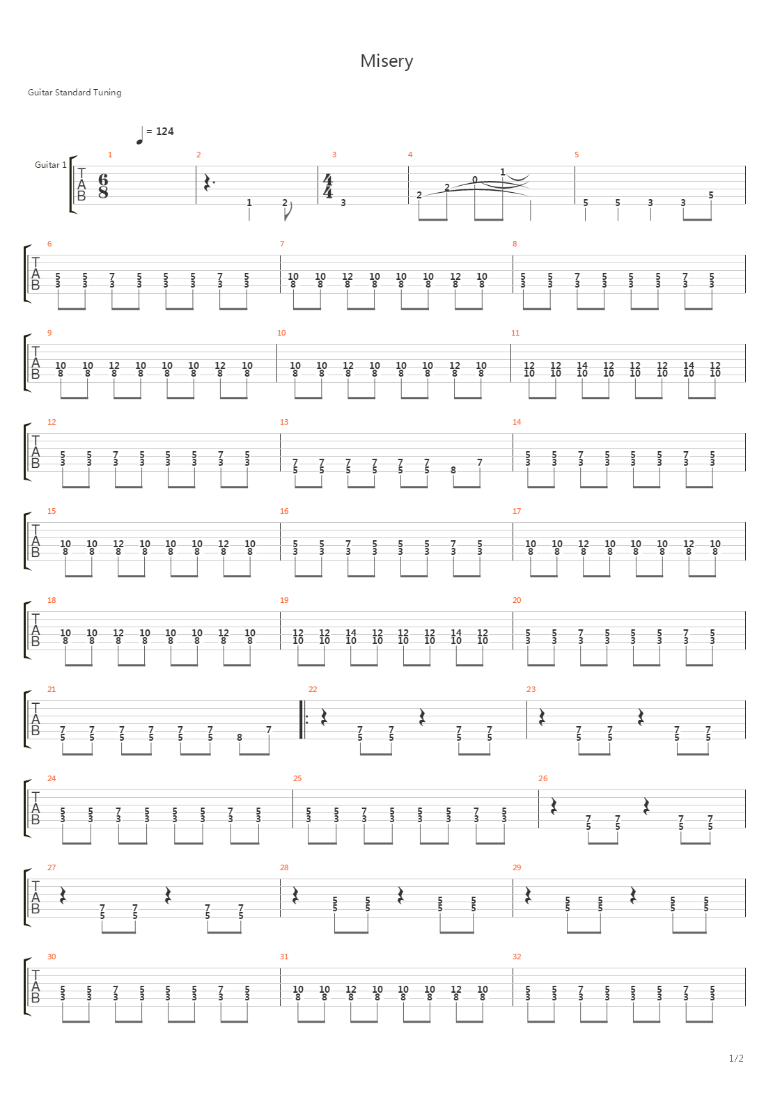 Misery吉他谱