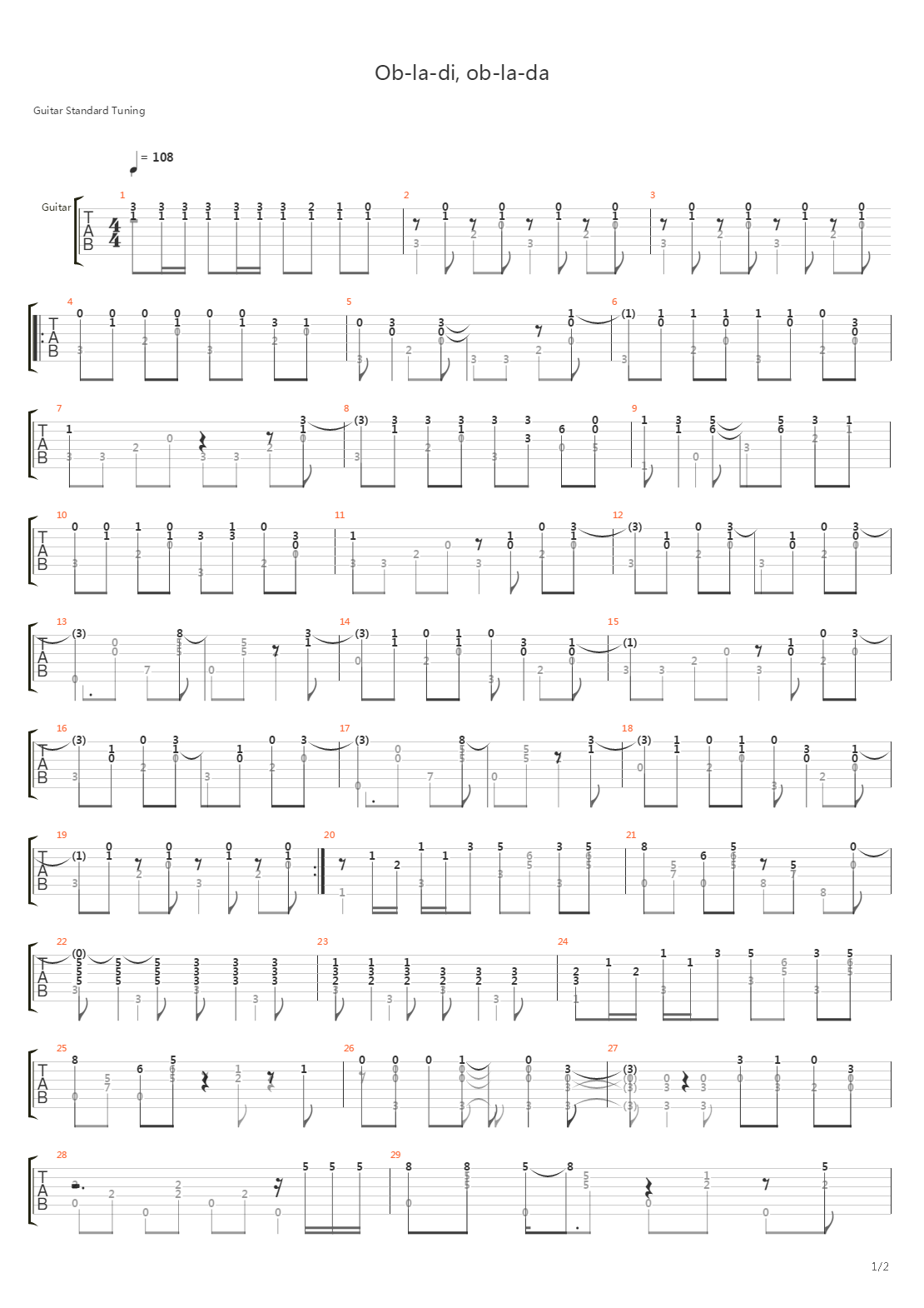 Ob-La-Di, Ob-La-Da (Acoustic)吉他谱