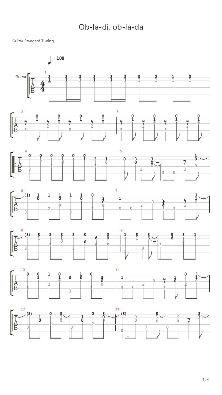 Ob-La-Di, Ob-La-Da (Acoustic)吉他谱
