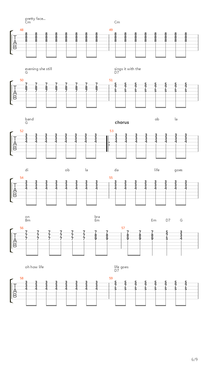 Ob-La-Di, Ob-La-Da吉他谱