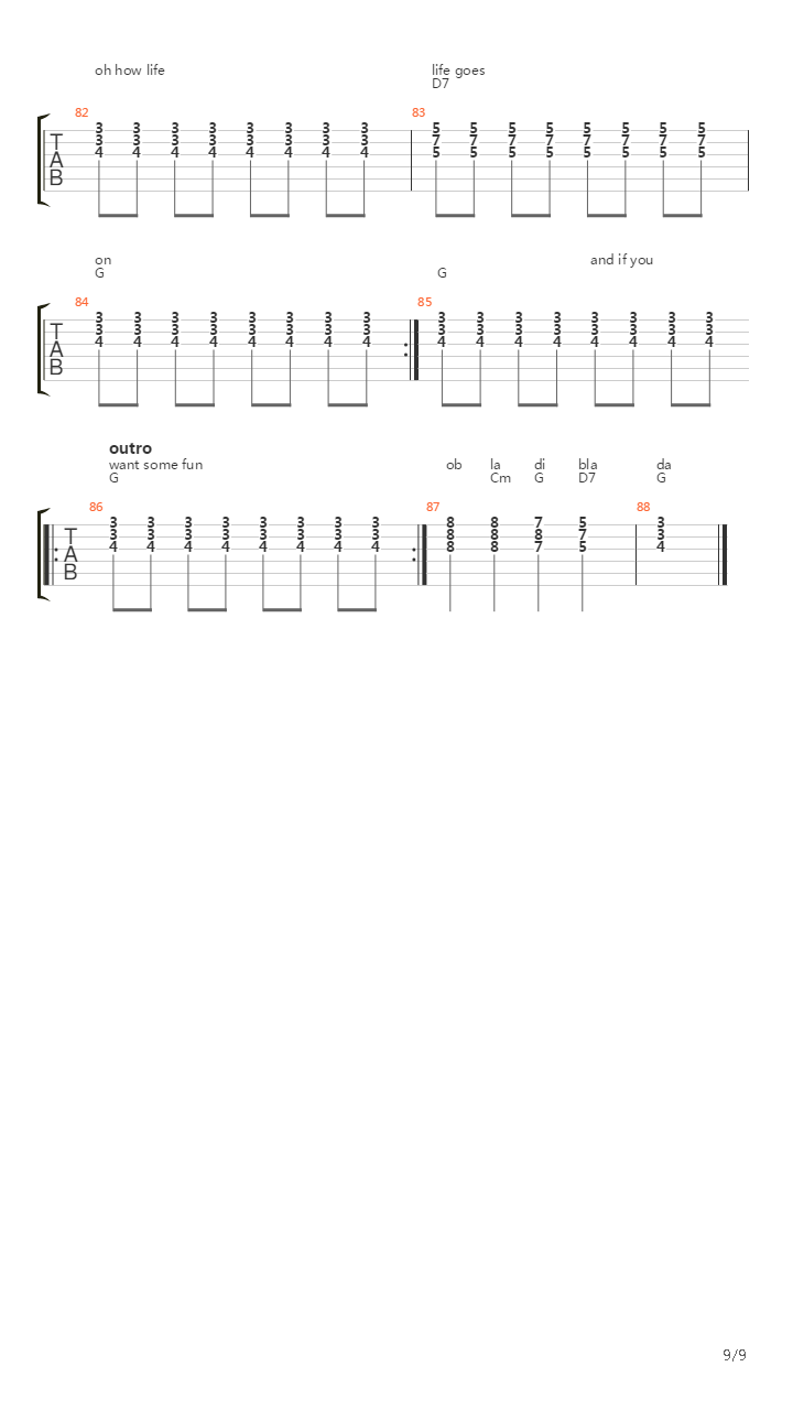 Ob-La-Di, Ob-La-Da吉他谱