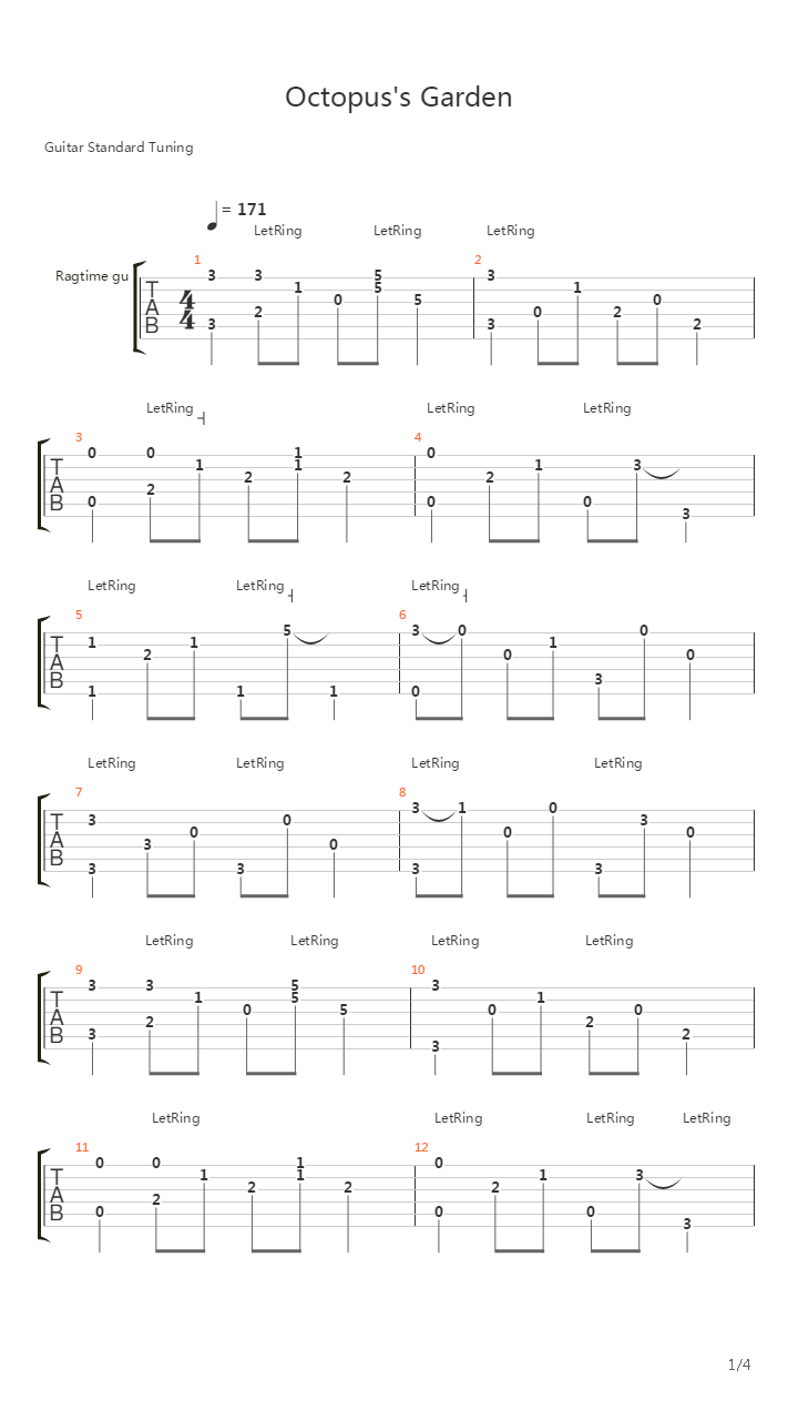 Octopus's Garden吉他谱