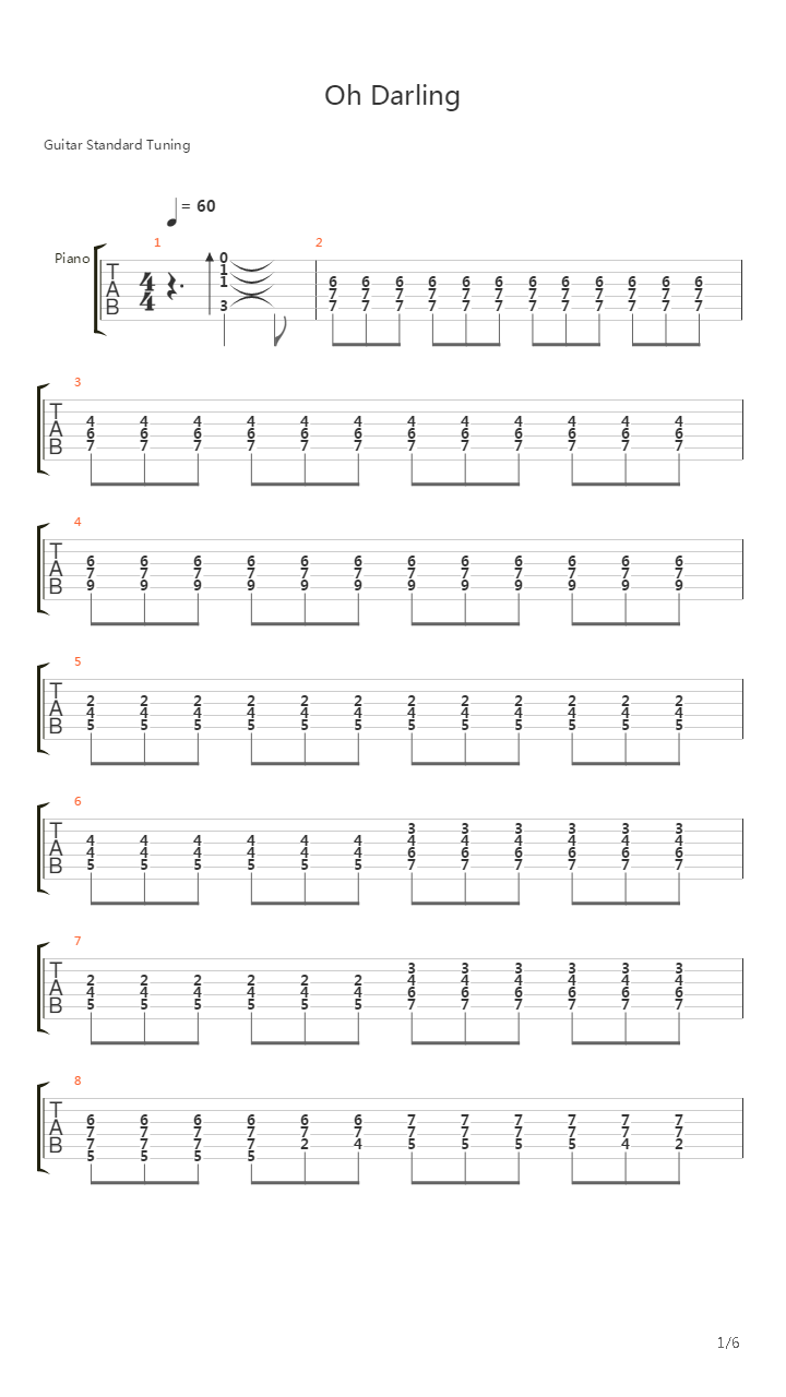 Oh Darling吉他谱