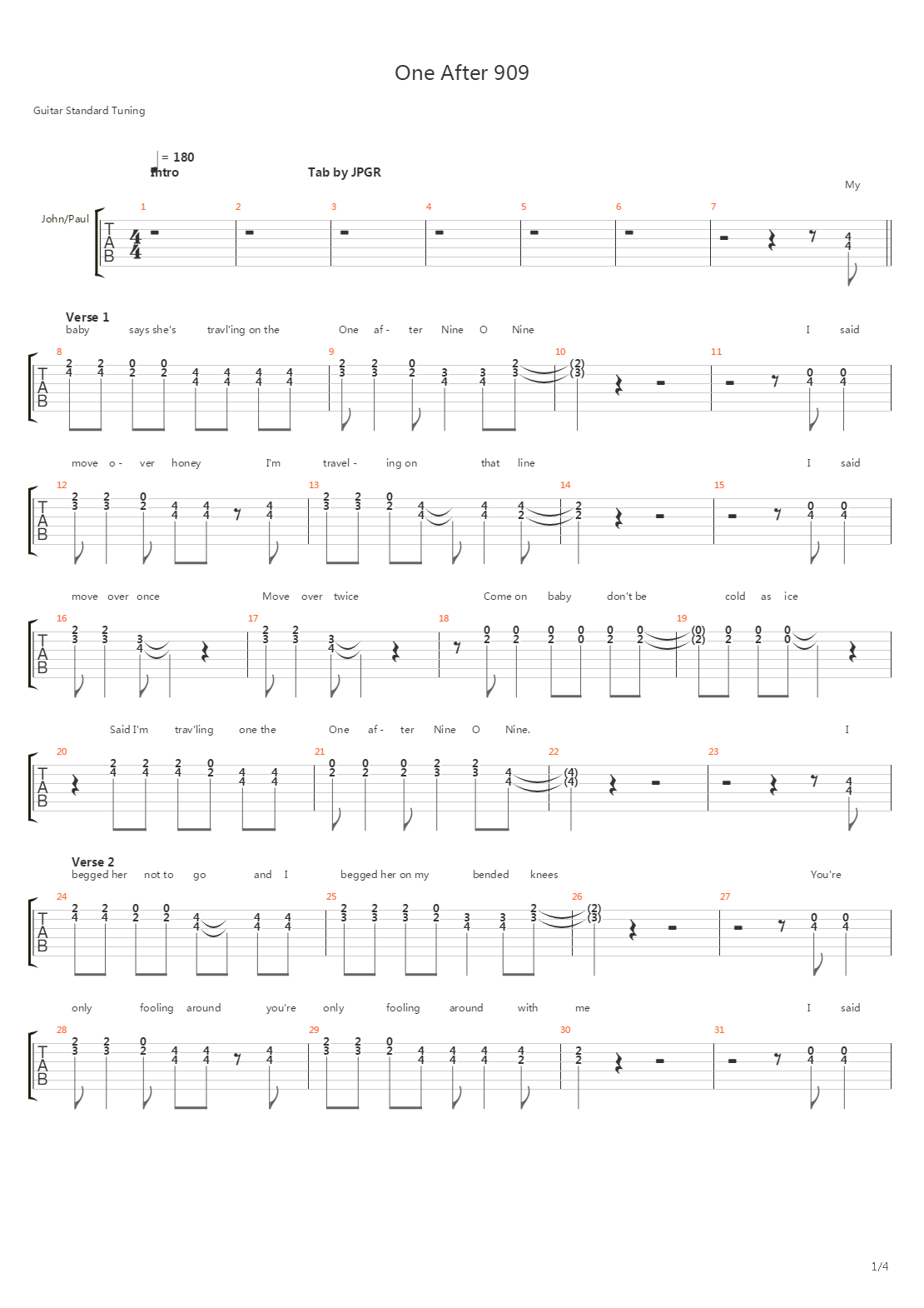 One After 909吉他谱