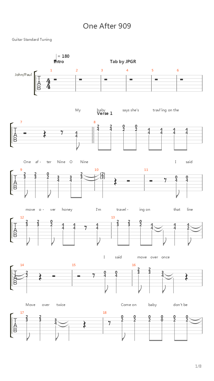 One After 909吉他谱