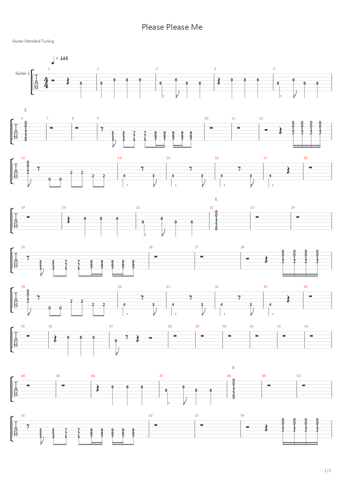 Please Please Me吉他谱