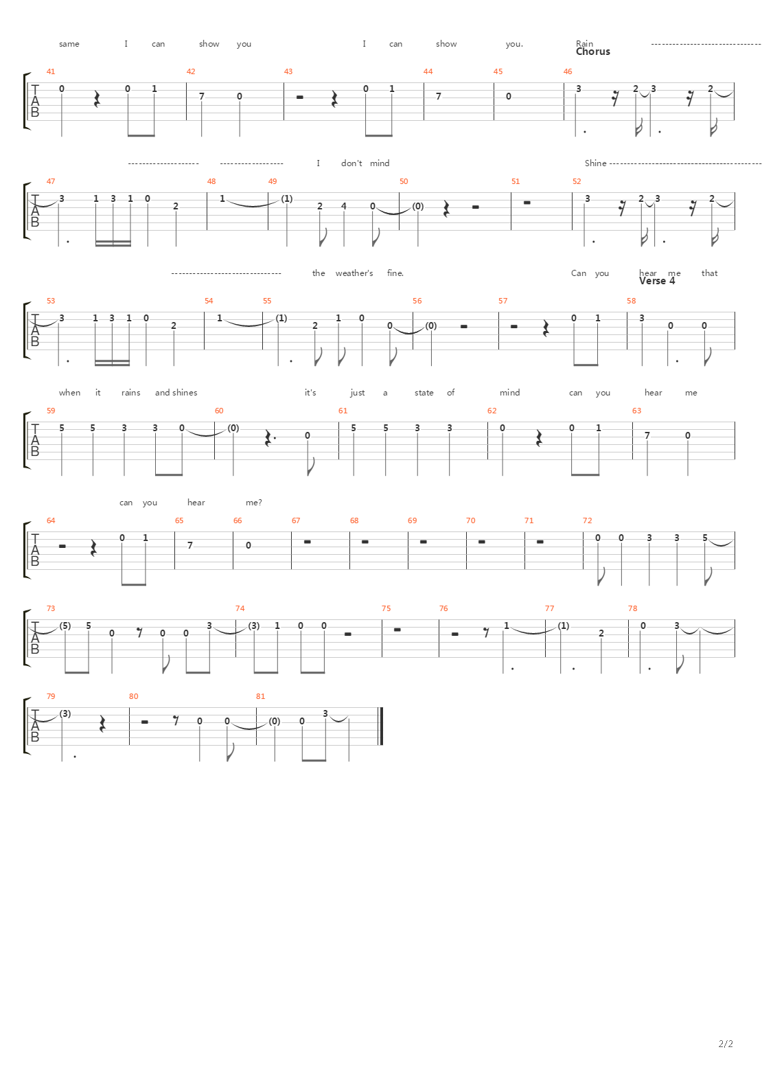 Rain吉他谱