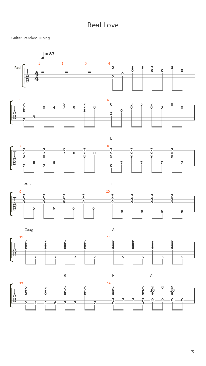 Real Love吉他谱