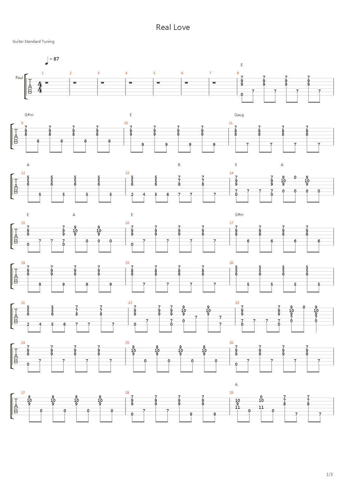 Real Love吉他谱