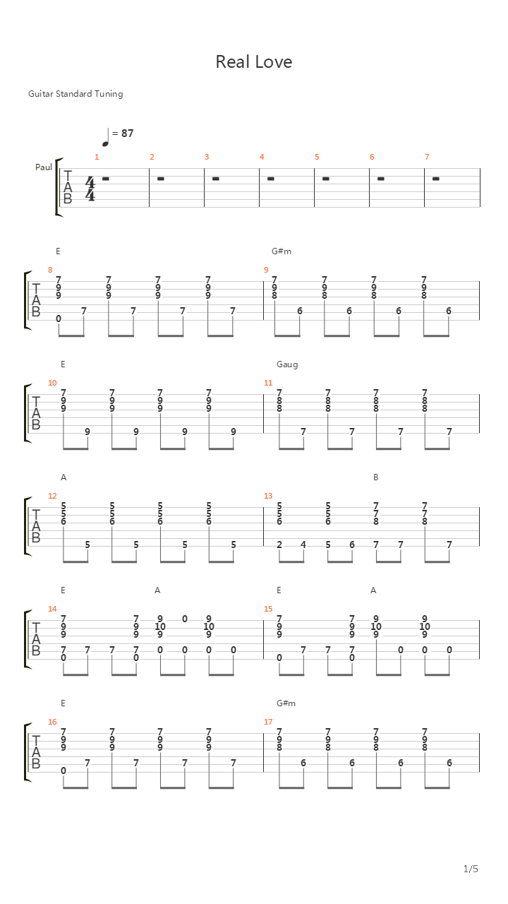Real Love吉他谱