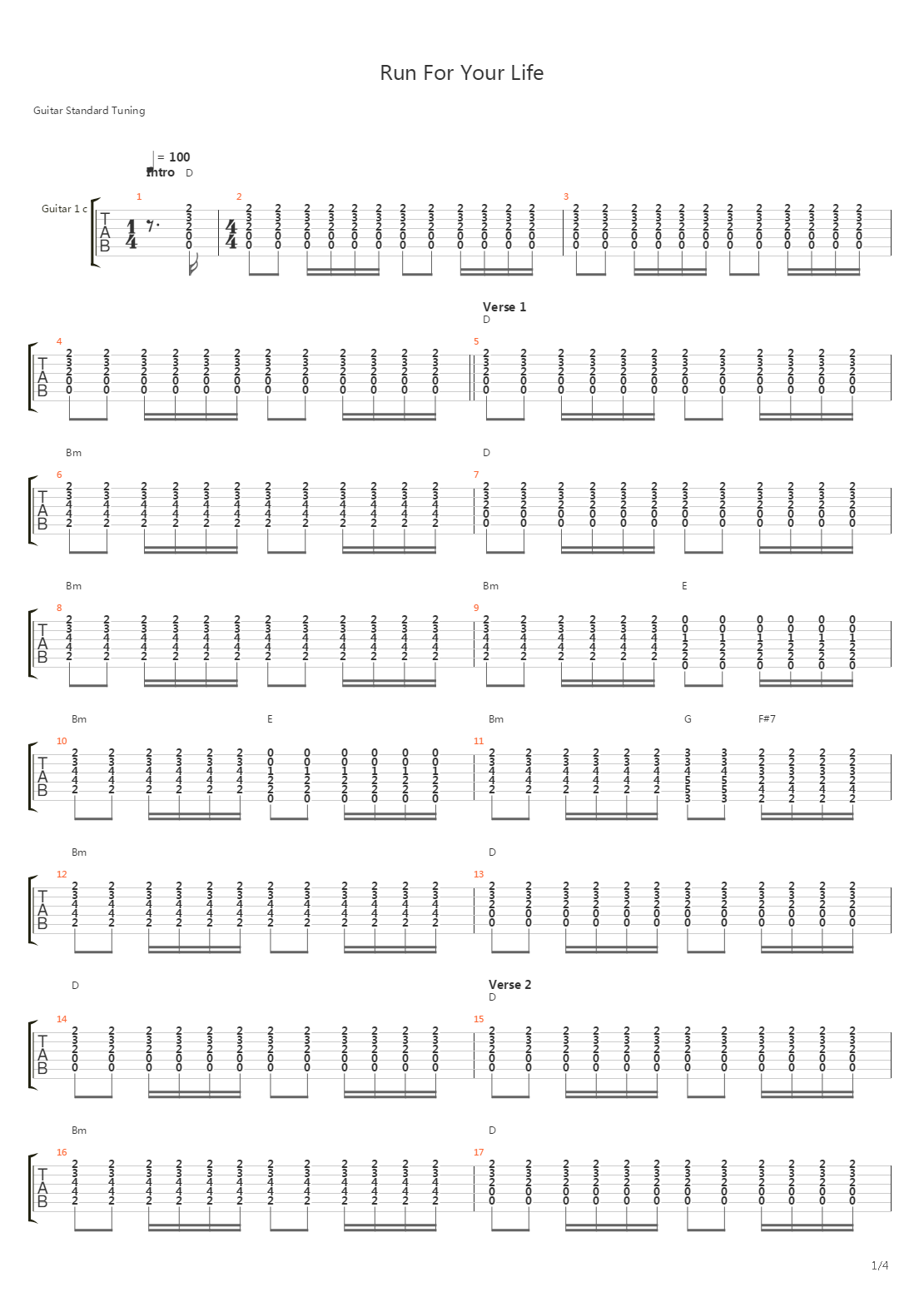 Run For Your Life吉他谱