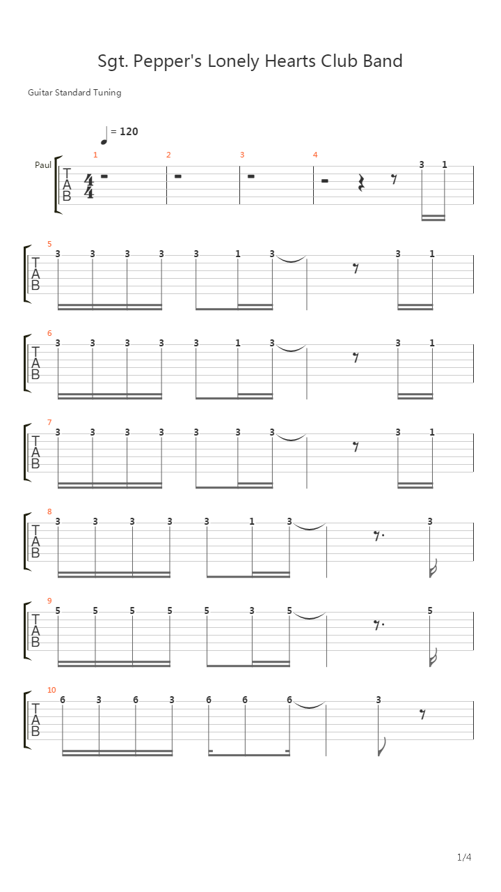 Sgt.Pepper's Lonely Hearts Club Band吉他谱