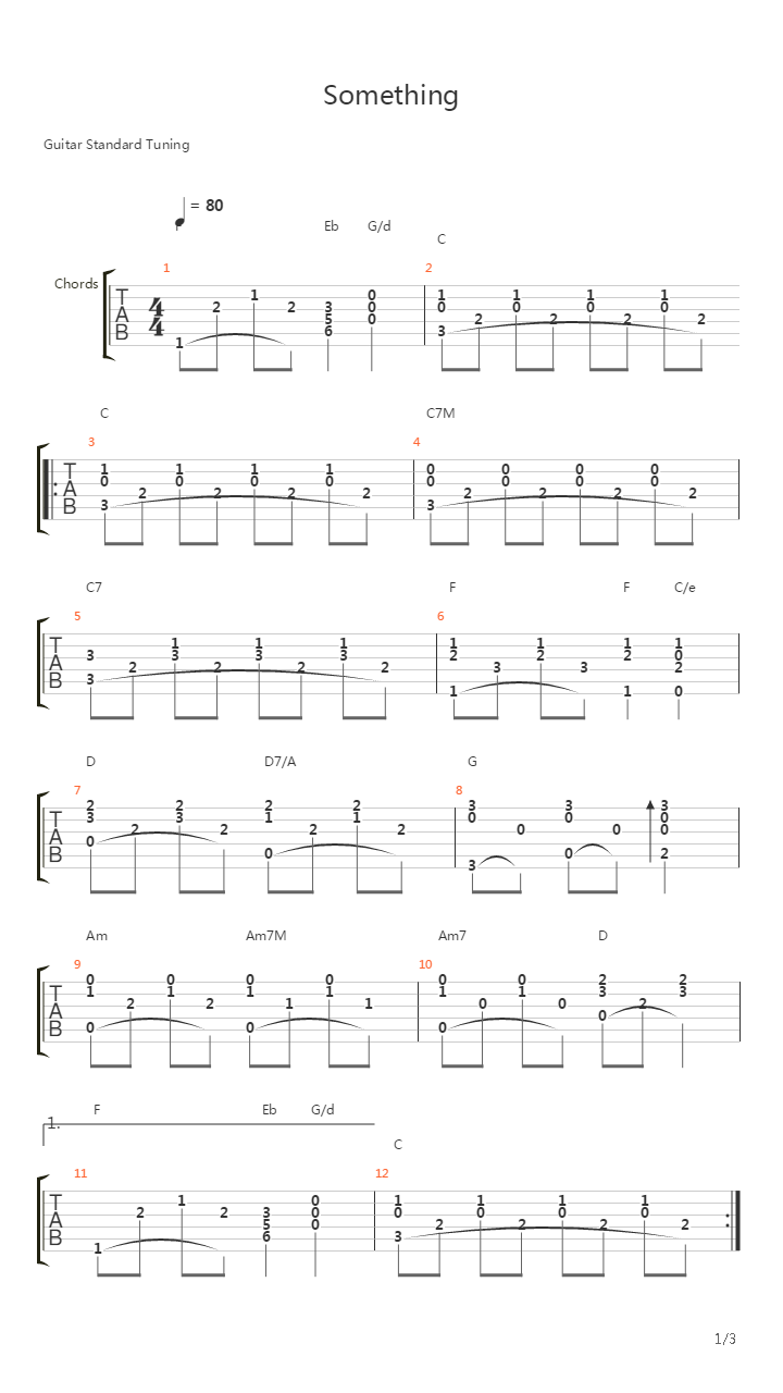 Something吉他谱