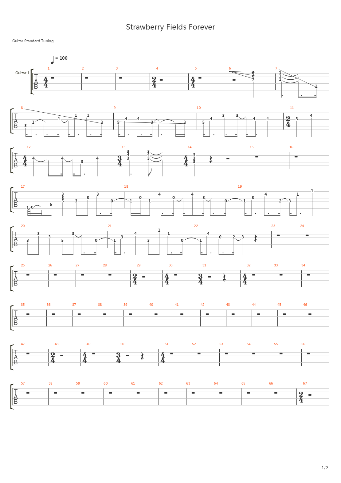 Strawberry Fields Forever吉他谱