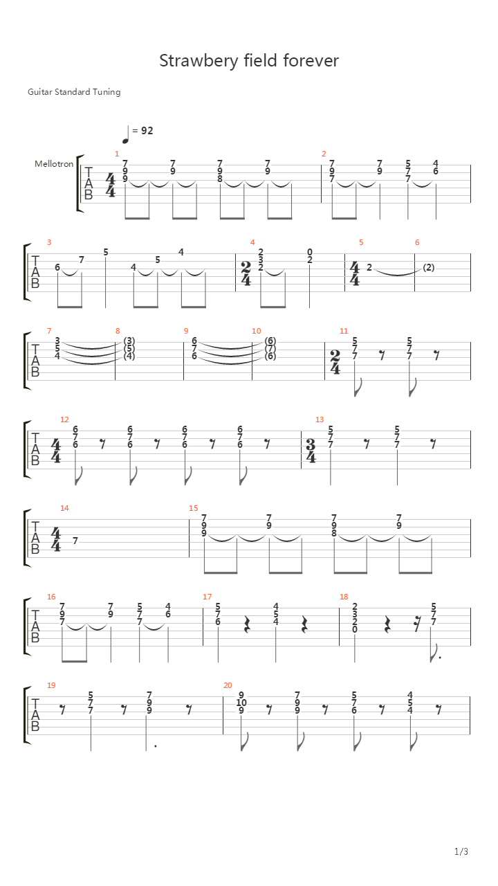 Strawberry Fields Forever吉他谱