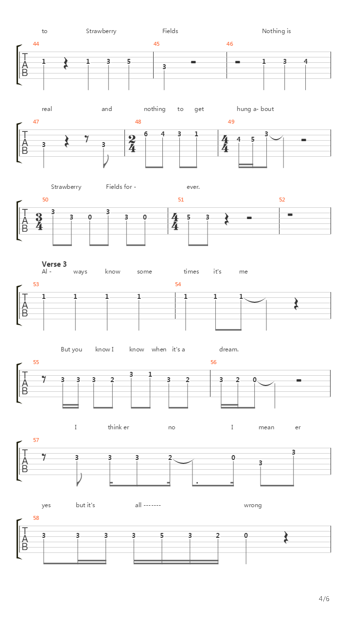 Strawberry Fields Forever吉他谱