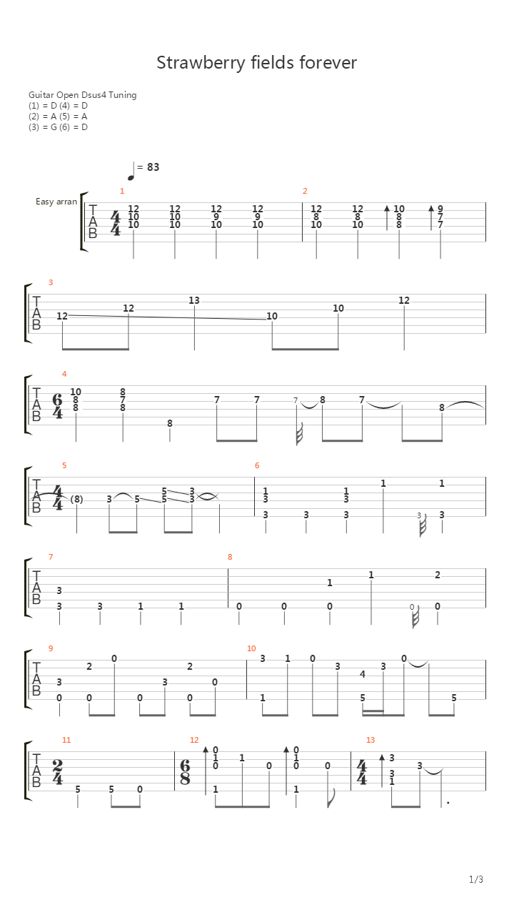 Strawberry fields forever吉他谱