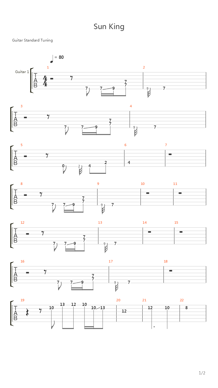Sun King吉他谱