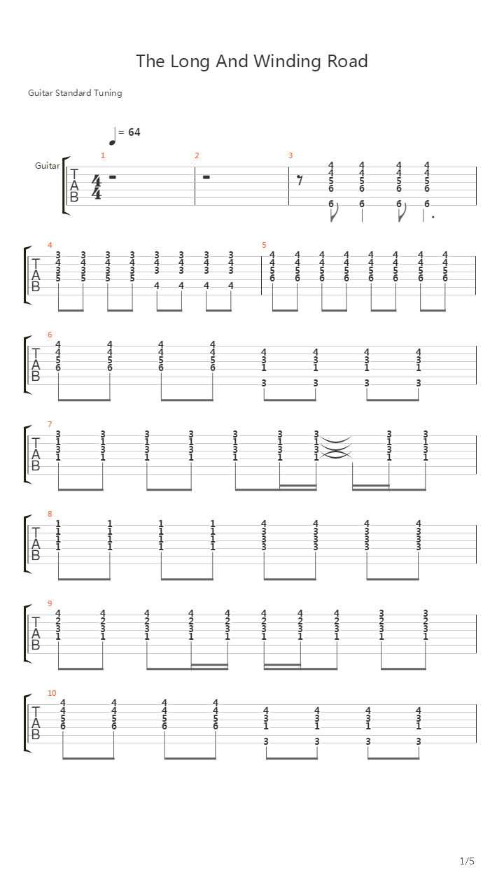 The Long And Winding Road吉他谱