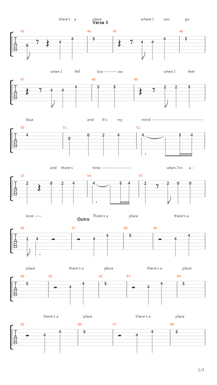 There's A Place吉他谱