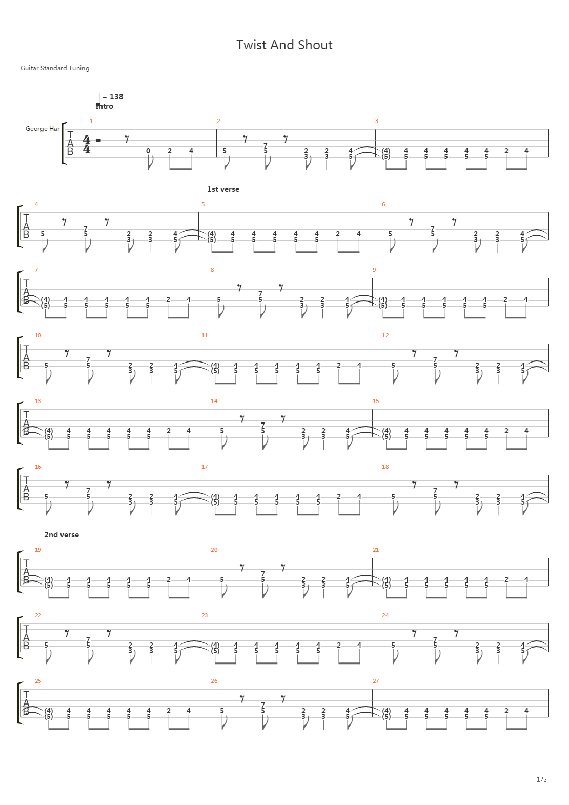 Twist And Shout吉他谱