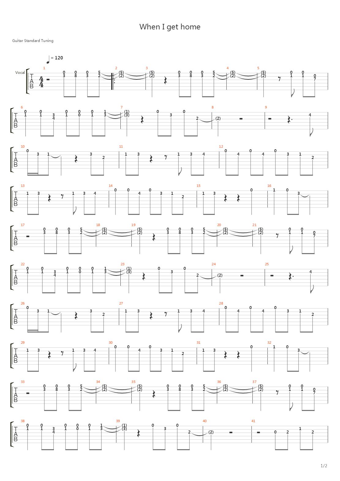 When I Get Home吉他谱