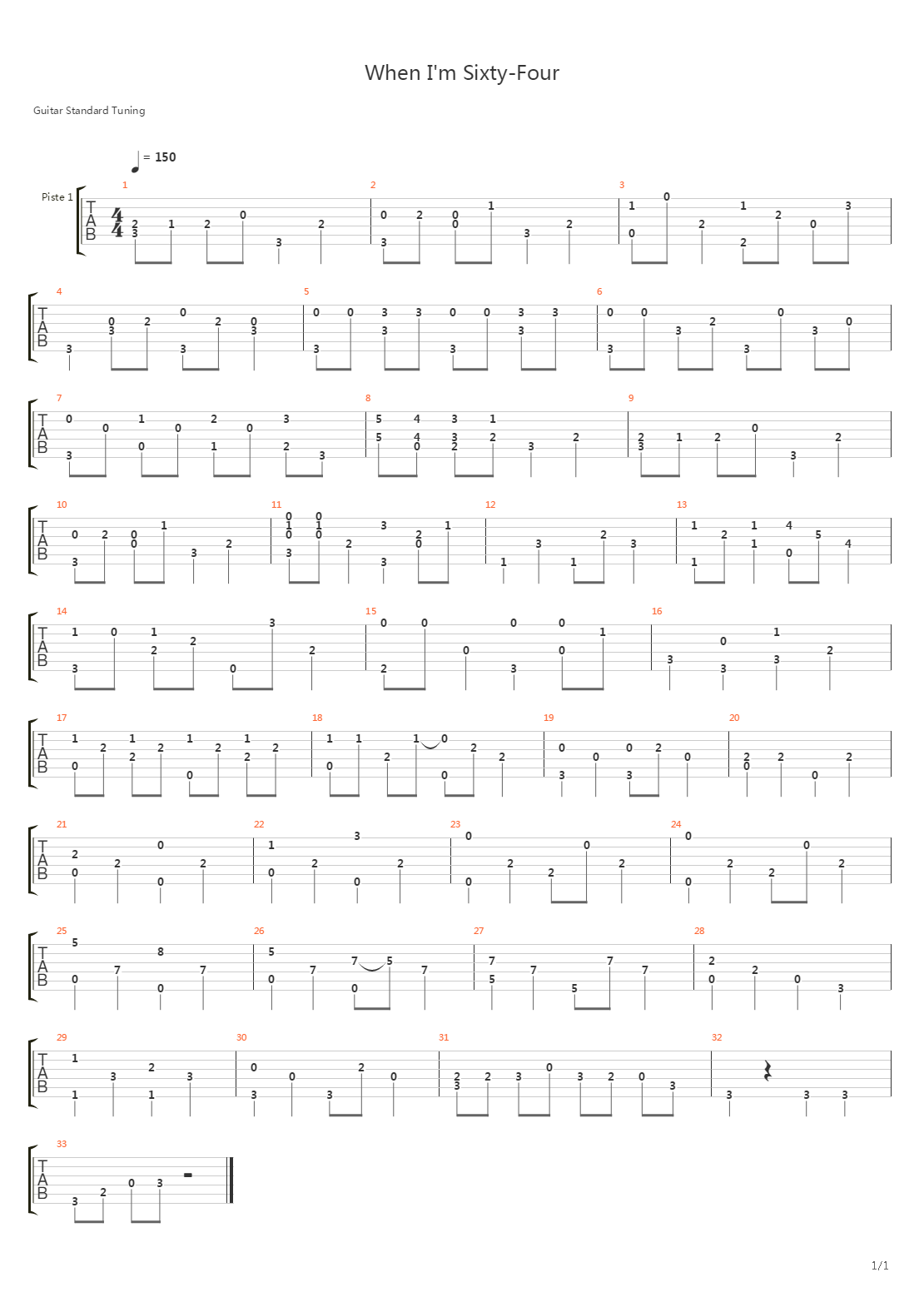 When I'm Sixty-Four吉他谱