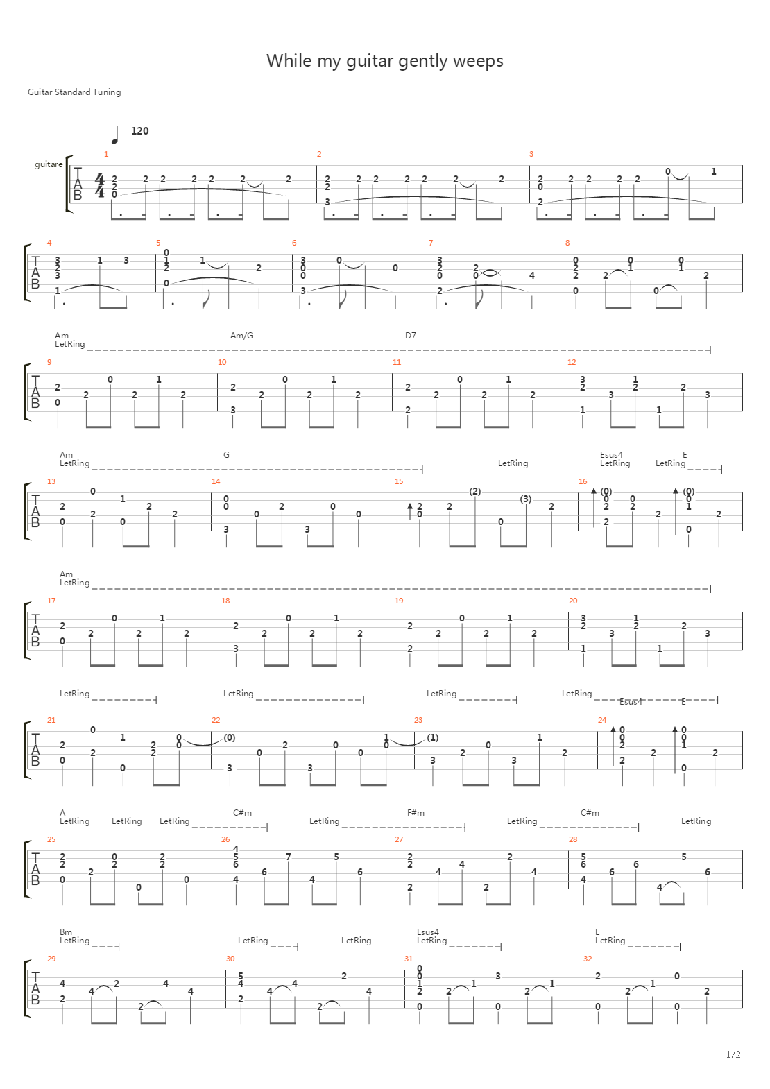 While My Guitar Gently Weeps吉他谱