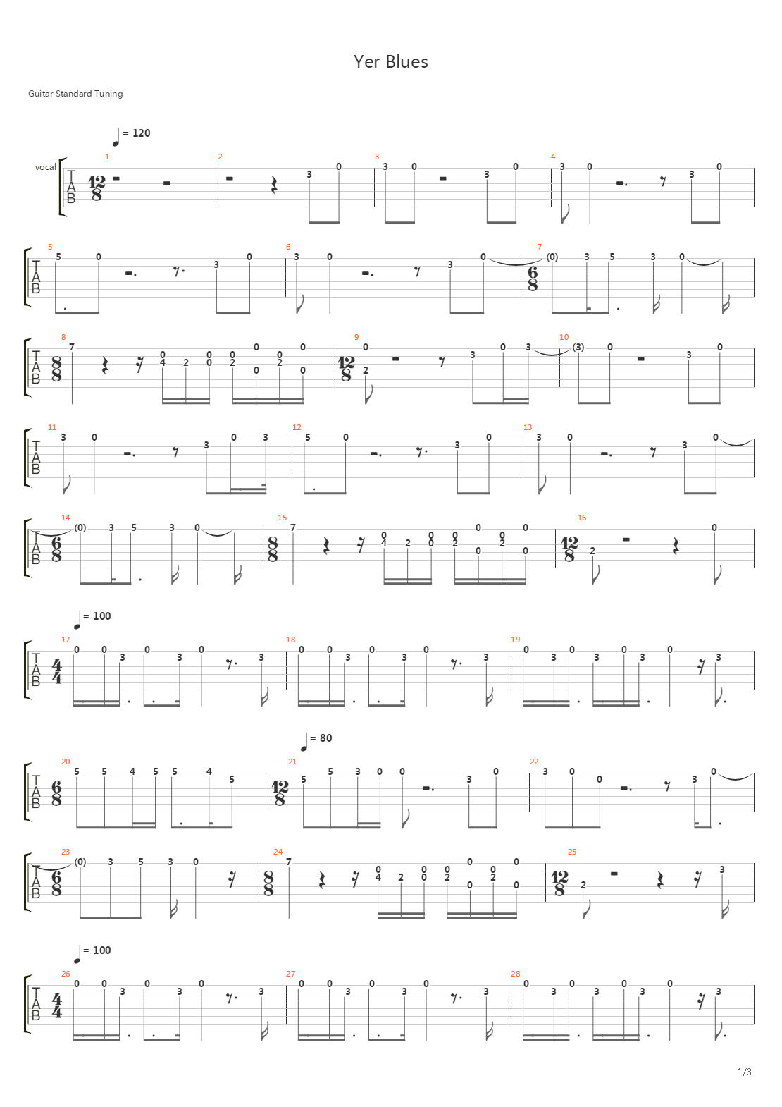 Yer Blues吉他谱