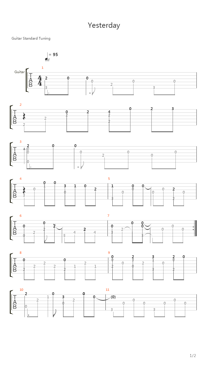 Yesterday (12)吉他谱