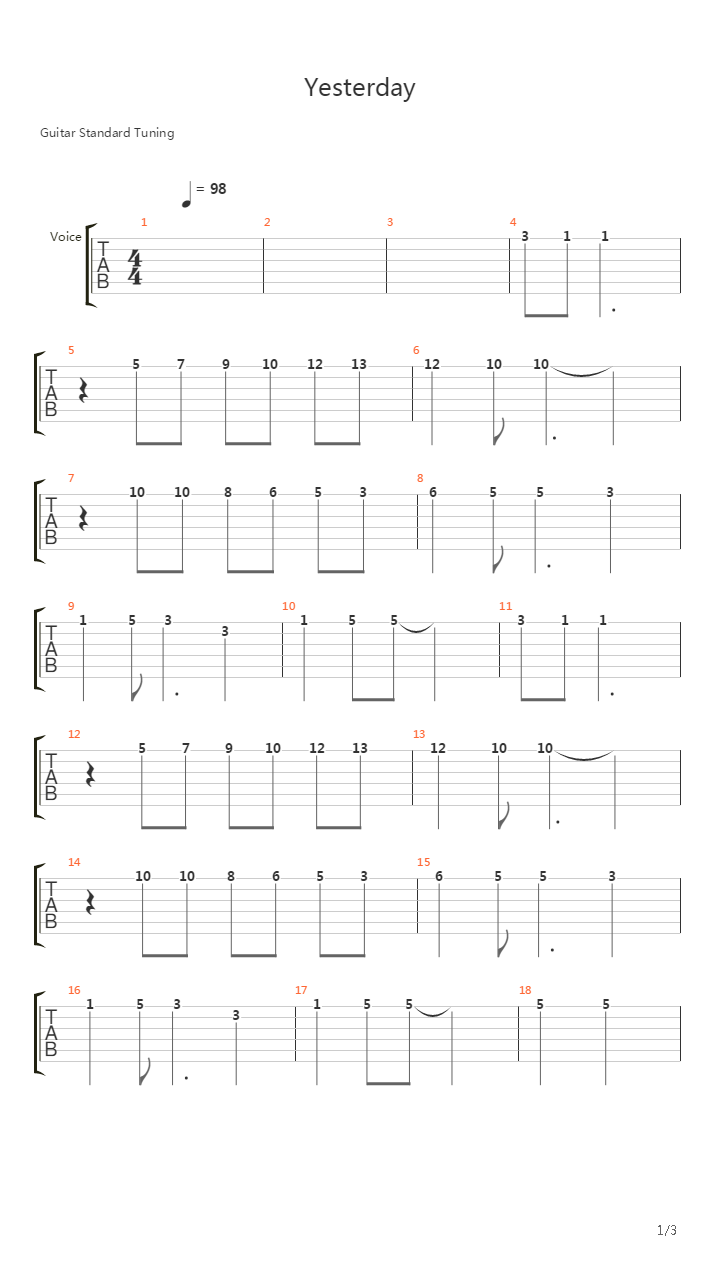 Yesterday吉他谱