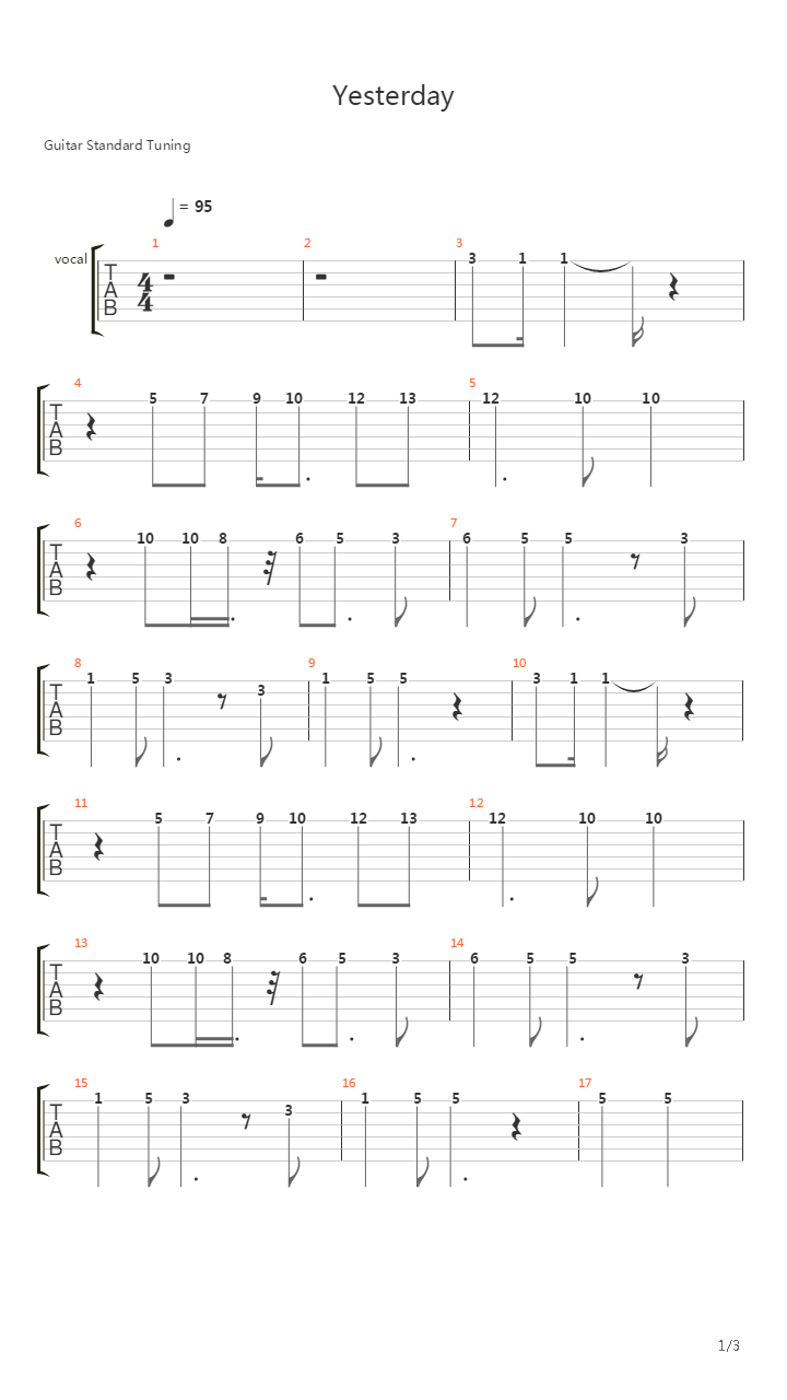 Yesterday吉他谱