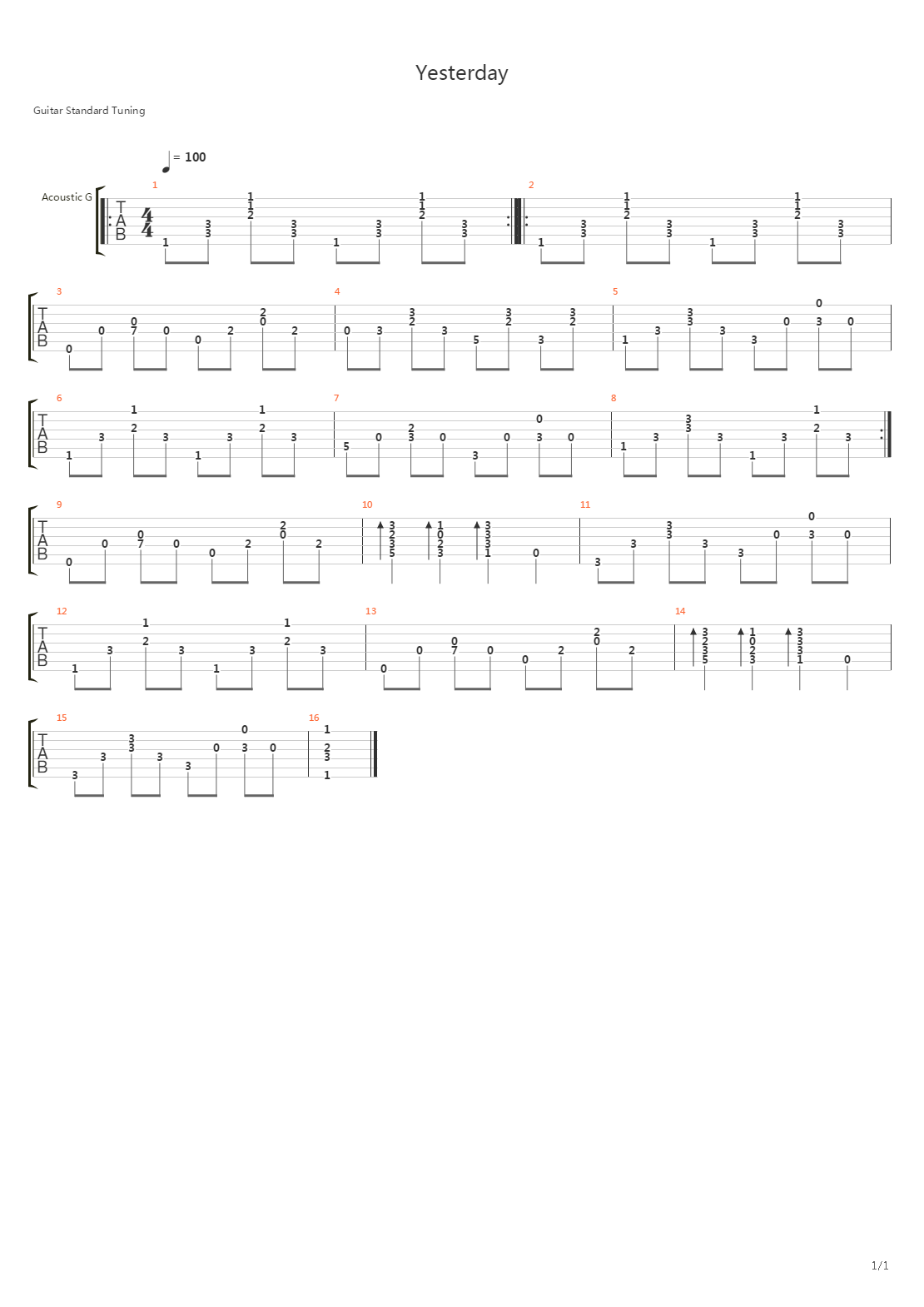 Yesterday (One album version)吉他谱