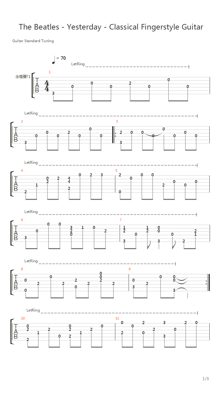 Yesterday (arr. by Daniel Asbun)吉他谱