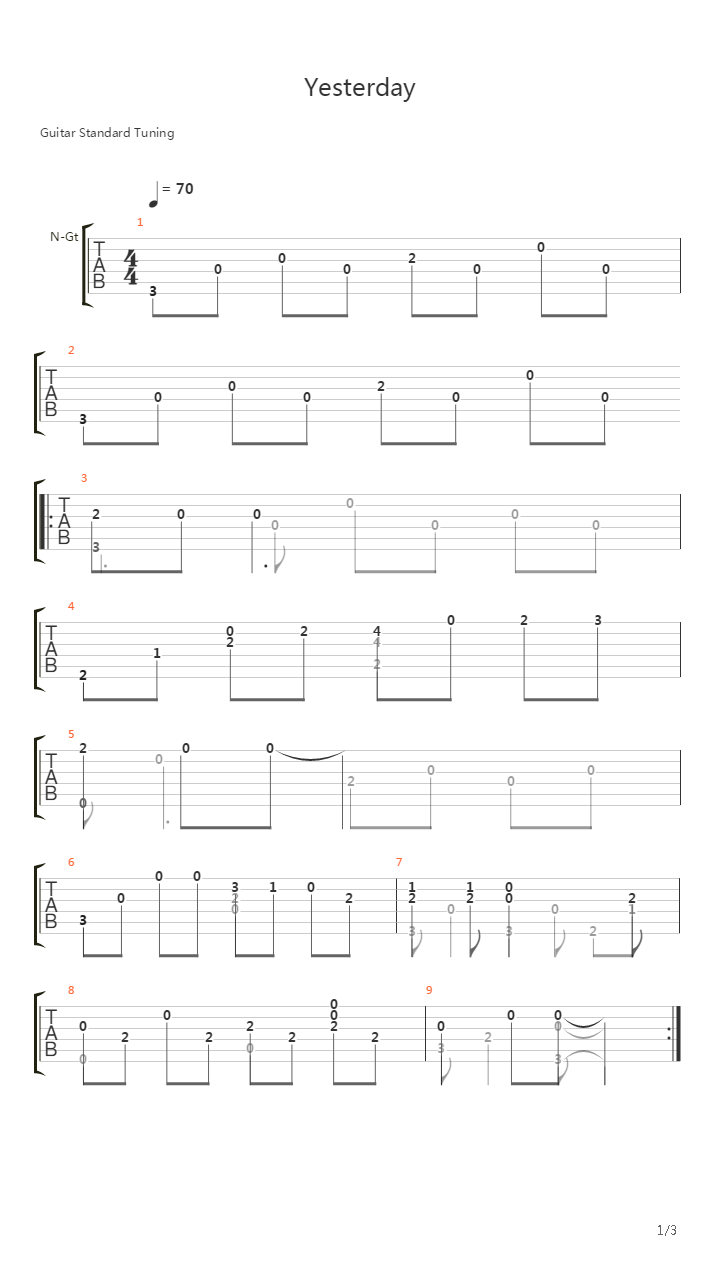 Yesterday (arr. by MrAsbun)吉他谱