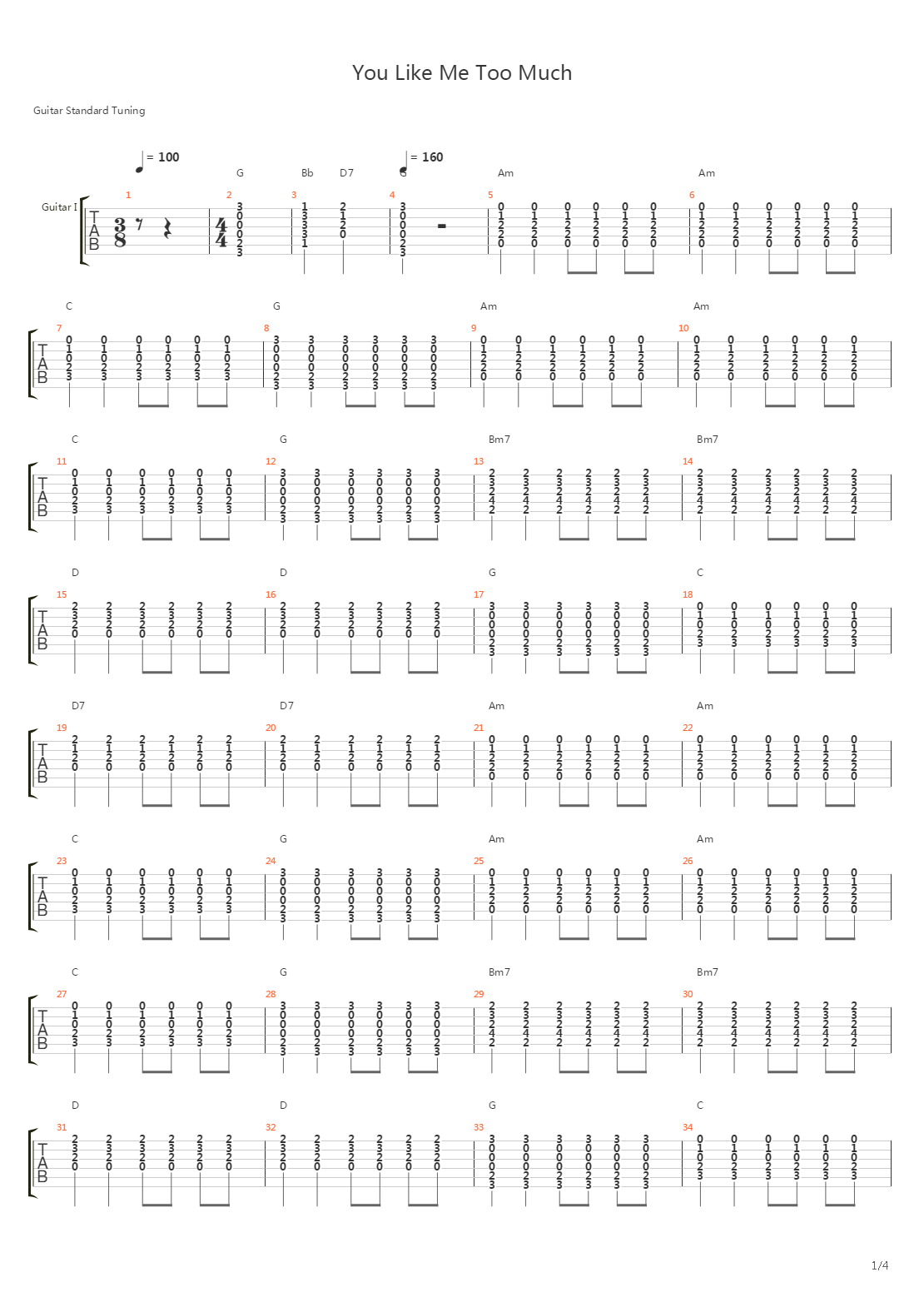 You Like Me Too Much吉他谱