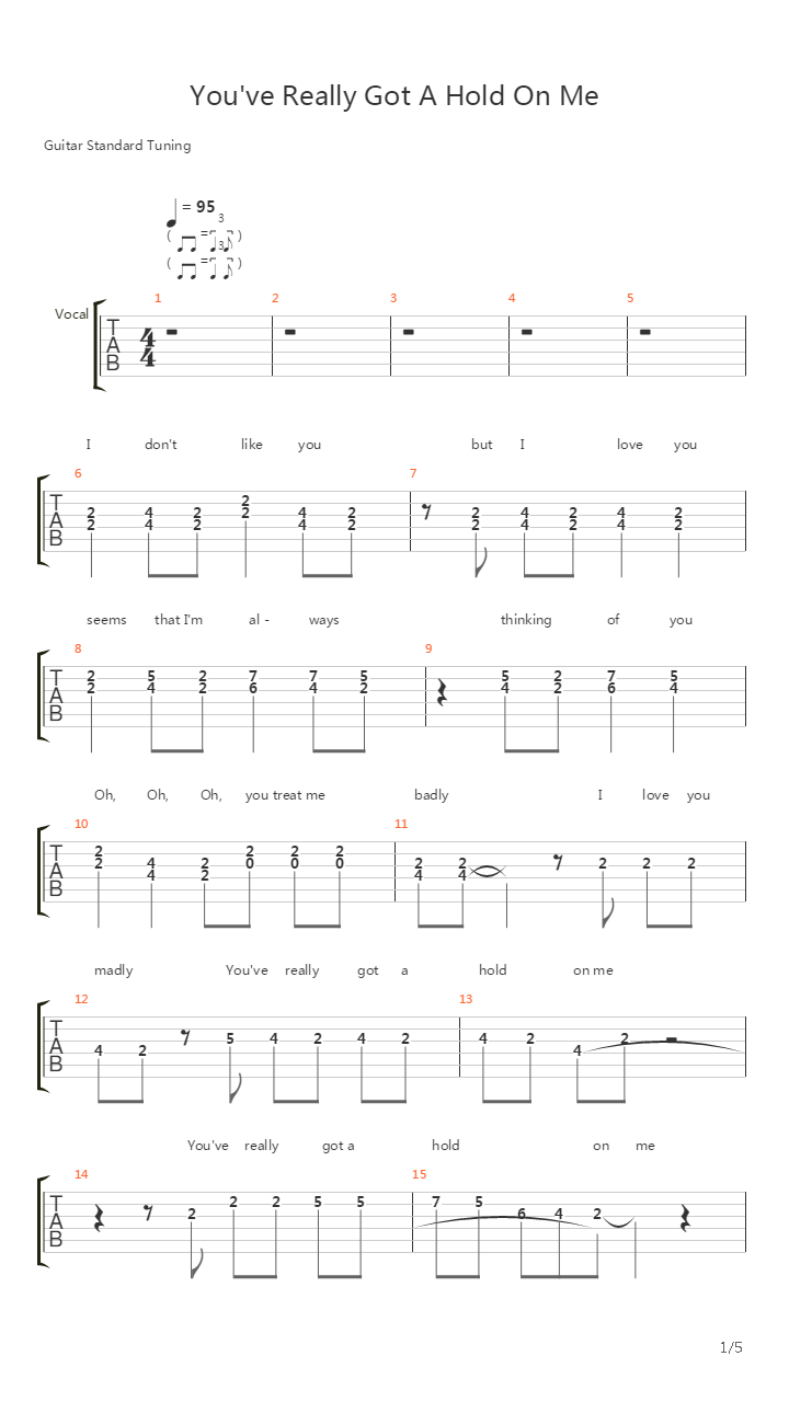 You've Really Got A Hold On Me吉他谱