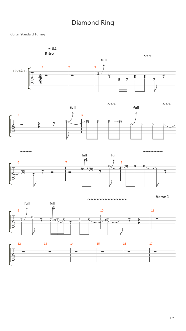 Diamond Ring吉他谱